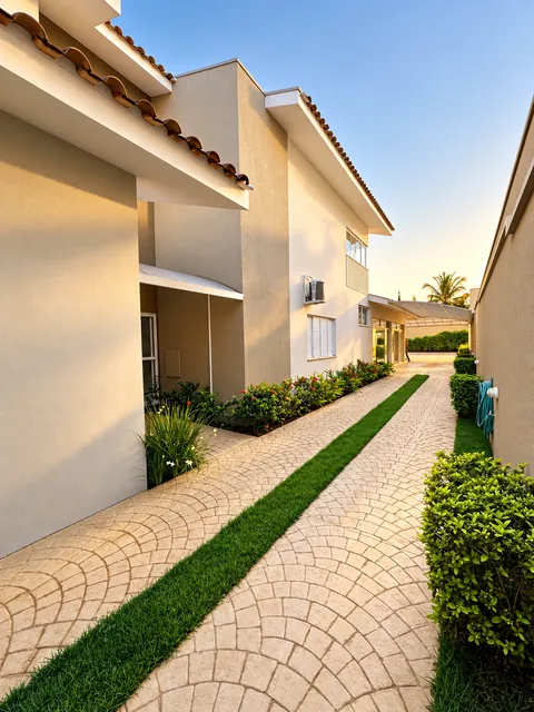 Lateral da casa com jardim, casa à venda no Condomínio Magnólias I em Araraquara