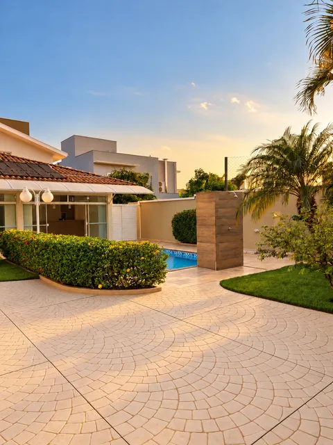 Quintal com vista para a área gourmet e piscina, casa à venda no Condomínio Magnólias I em Araraquara